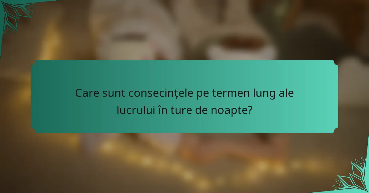Care sunt consecințele pe termen lung ale lucrului în ture de noapte?