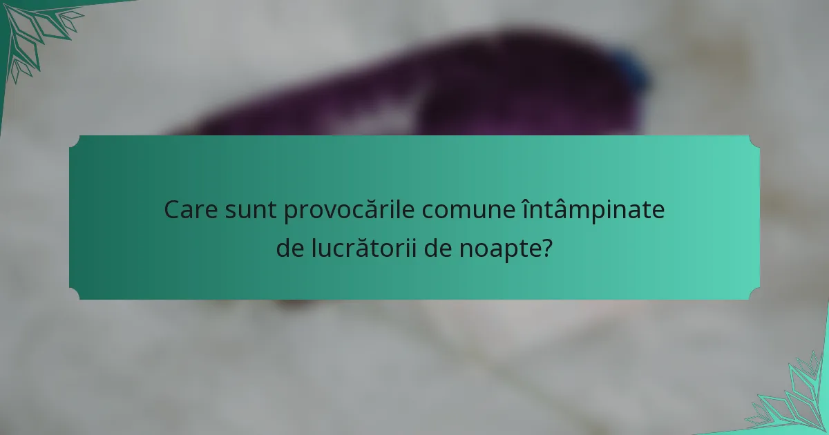 Care sunt provocările comune întâmpinate de lucrătorii de noapte?