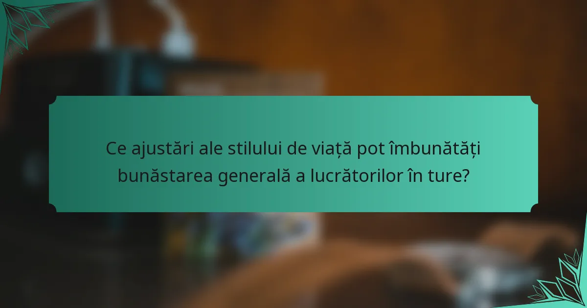 Ce ajustări ale stilului de viață pot îmbunătăți bunăstarea generală a lucrătorilor în ture?