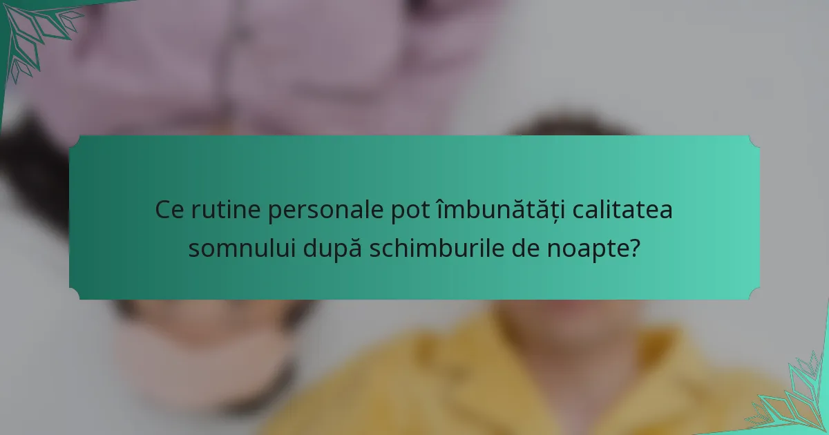 Ce rutine personale pot îmbunătăți calitatea somnului după schimburile de noapte?