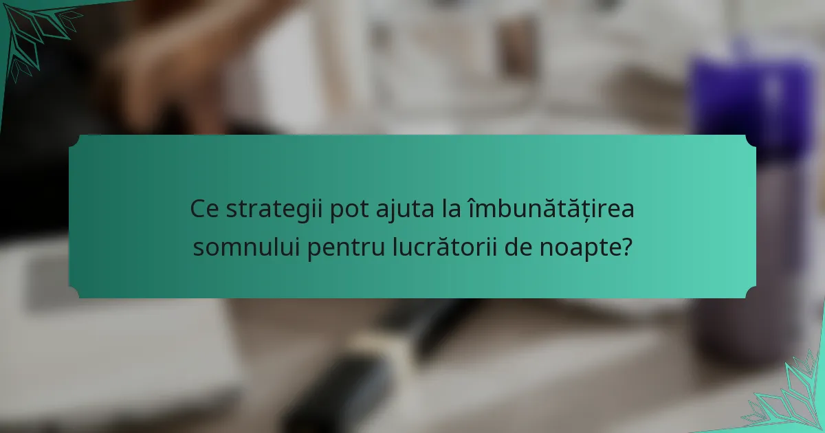 Ce strategii pot ajuta la îmbunătățirea somnului pentru lucrătorii de noapte?