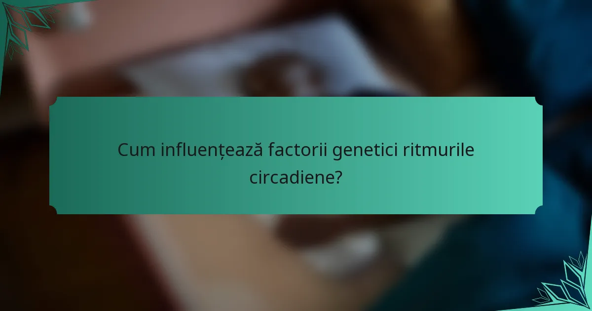 Cum influențează factorii genetici ritmurile circadiene?