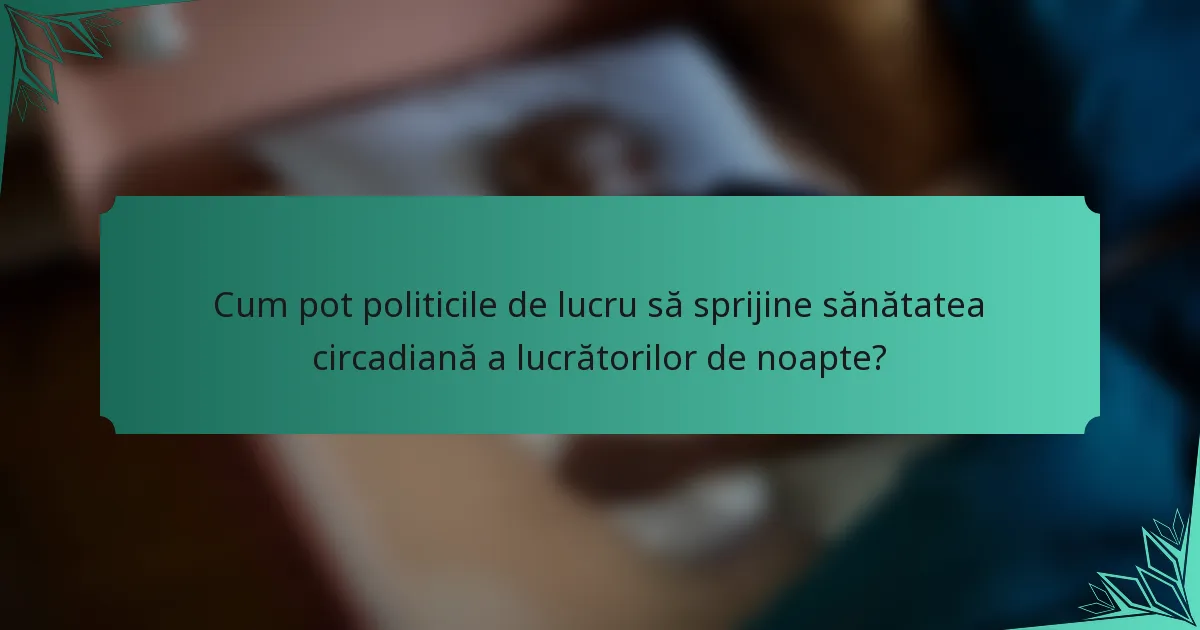 Cum pot politicile de lucru să sprijine sănătatea circadiană a lucrătorilor de noapte?