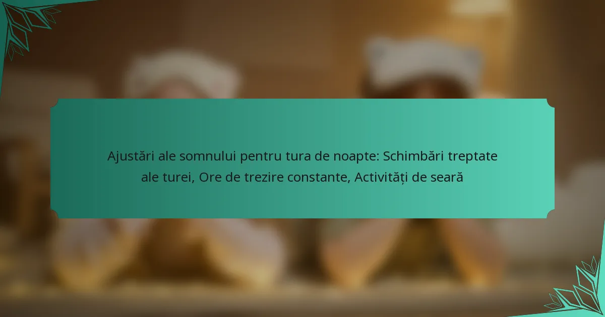 Ajustări ale somnului pentru tura de noapte: Schimbări treptate ale turei, Ore de trezire constante, Activități de seară