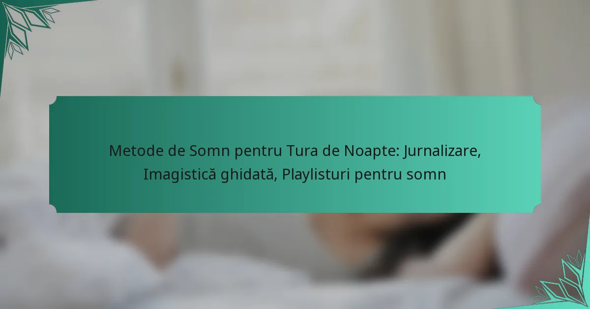 Metode de Somn pentru Tura de Noapte: Jurnalizare, Imagistică ghidată, Playlisturi pentru somn