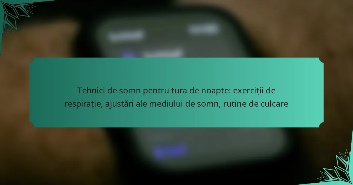 Tehnici de somn pentru tura de noapte: exerciții de respirație, ajustări ale mediului de somn, rutine de culcare