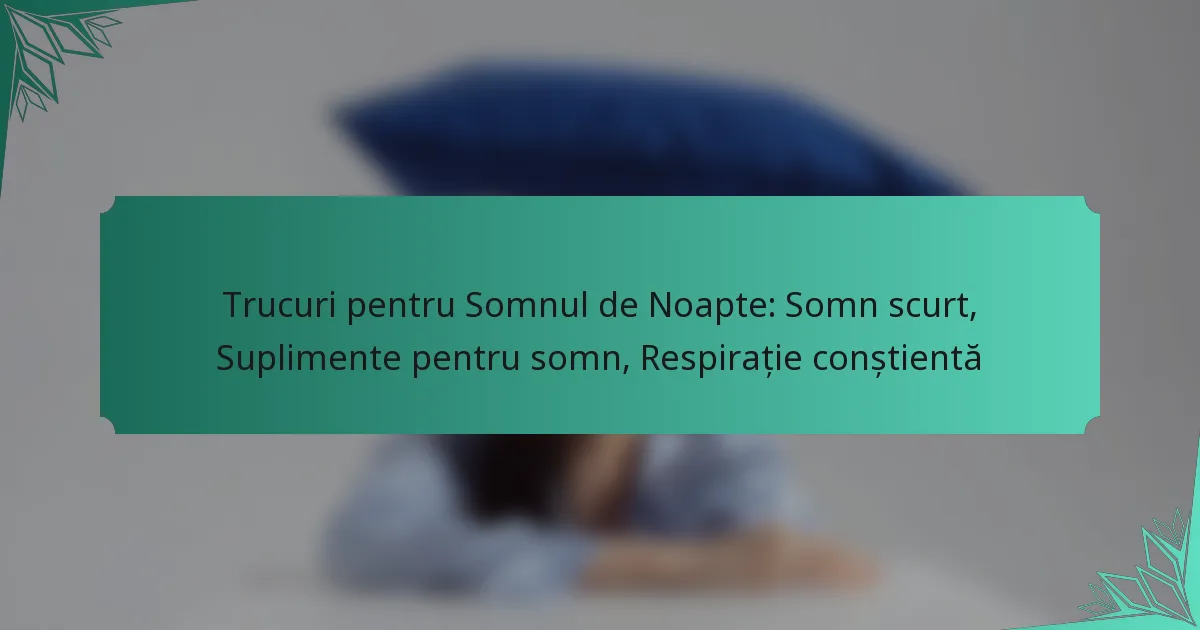 Trucuri pentru Somnul de Noapte: Somn scurt, Suplimente pentru somn, Respirație conștientă
